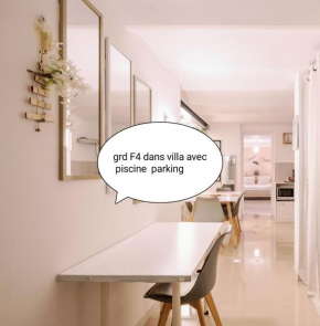 proche vélodrome appartement 3 chambres et 5 lits dans villa avec parking et piscine